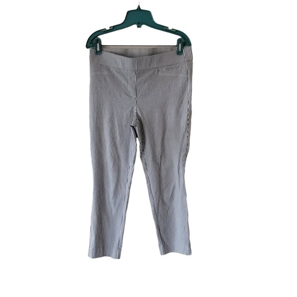 Anne Klein Pull‎ On Skinny Leg Cropped Pants Womens Size 8 White Blue Striped - Picture 6 of 6